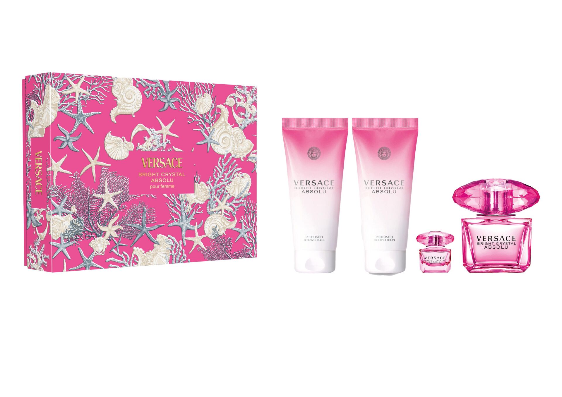Versace Bright Crystal Absolu Edp 90 Ml + Body Lotion 100 Ml + Shower Gel 100 Ml + Edp 5 Ml