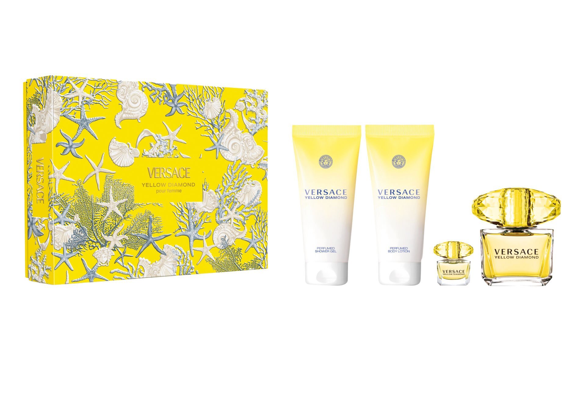 Versace Yellow Diamond Edt 90 Ml + Body Lotion 100 Ml + Shower Gel 100 Ml + Edt 5 Ml