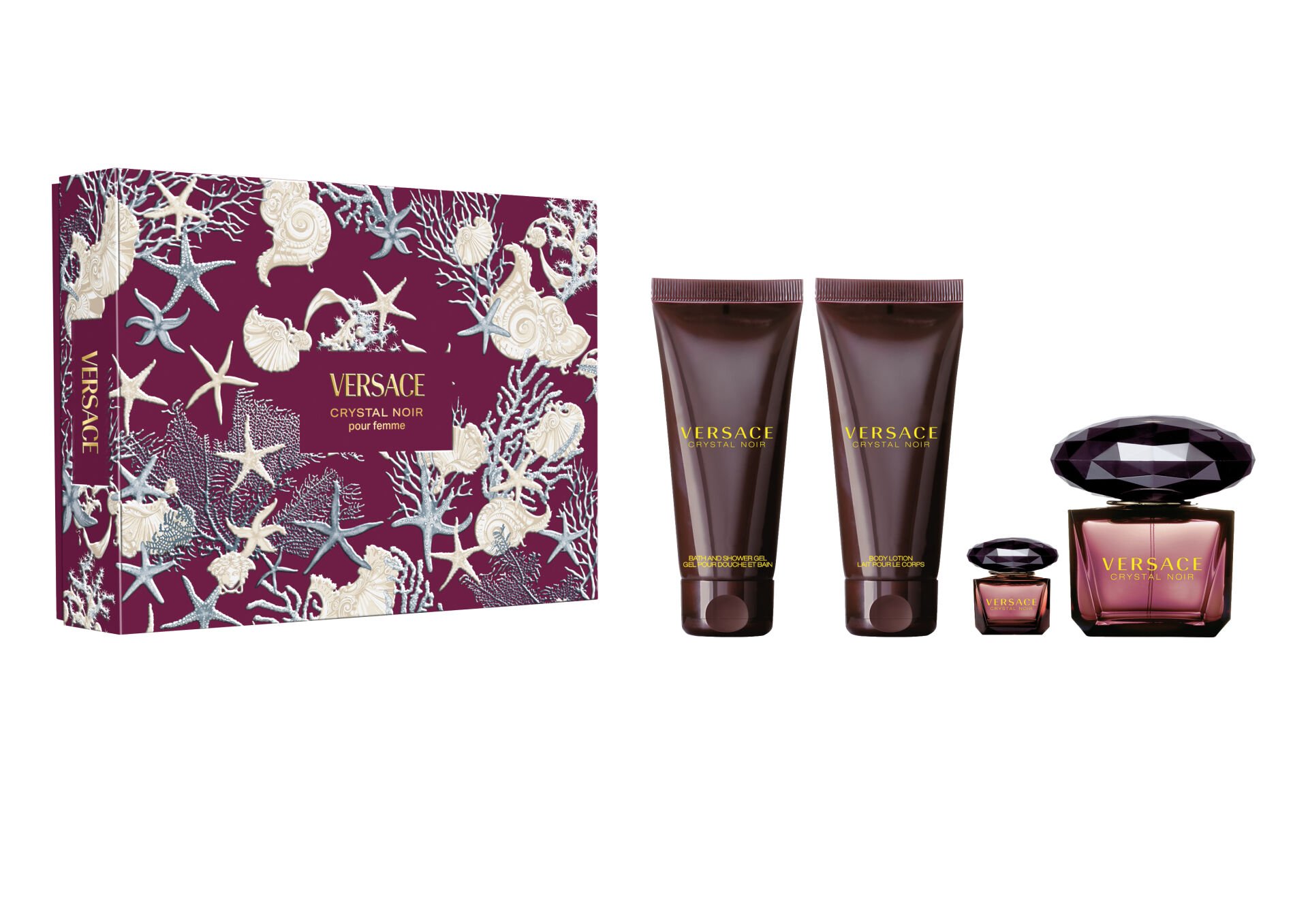 Versace Crystal Noir Edp 90 Ml + Body Lotion 100 Ml + Shower Gel 100 Ml + Edp 5 Ml