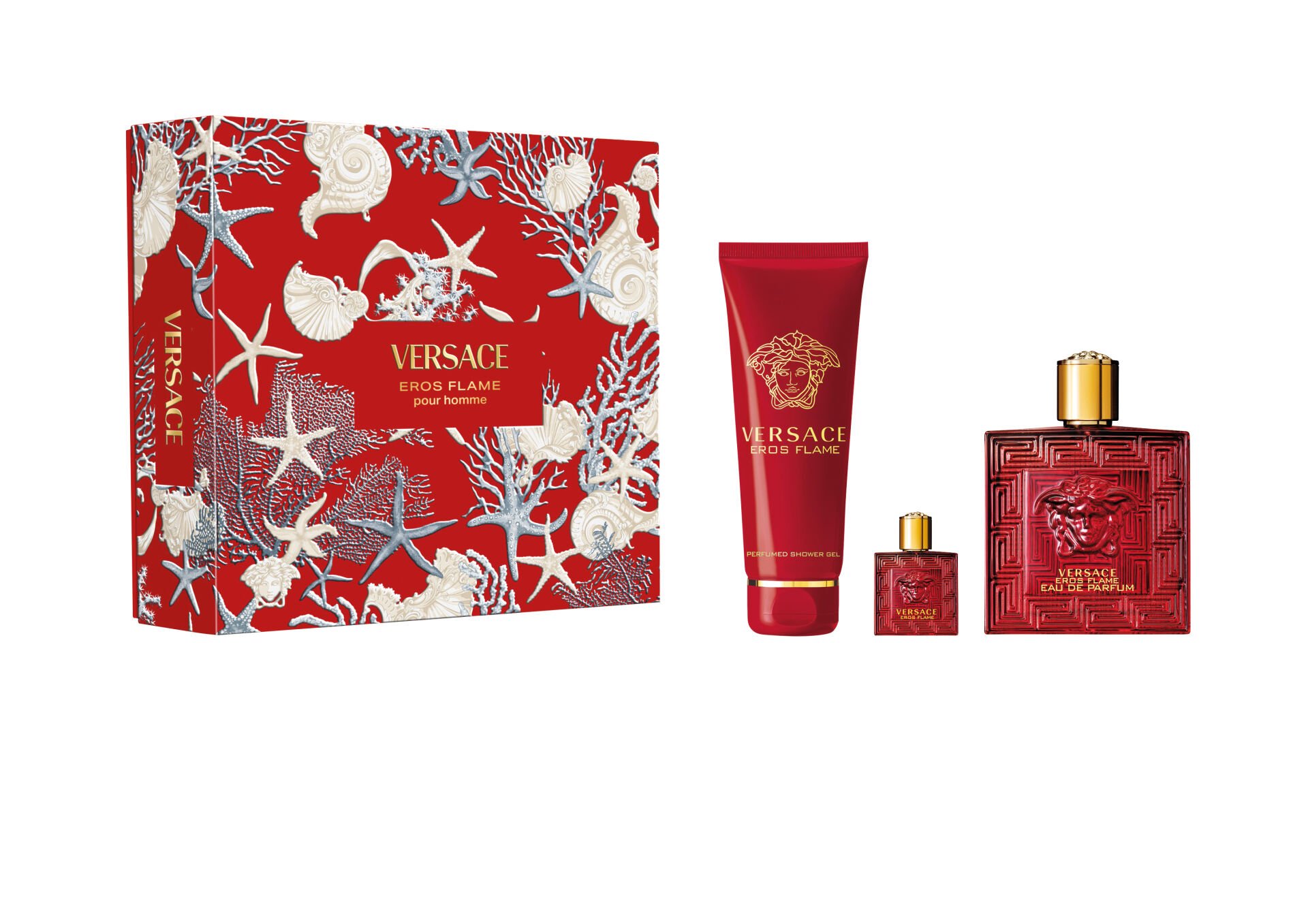Versace Eros Flame Edp 100 Ml + Shower Gel 150 Ml + Edp 5 Ml